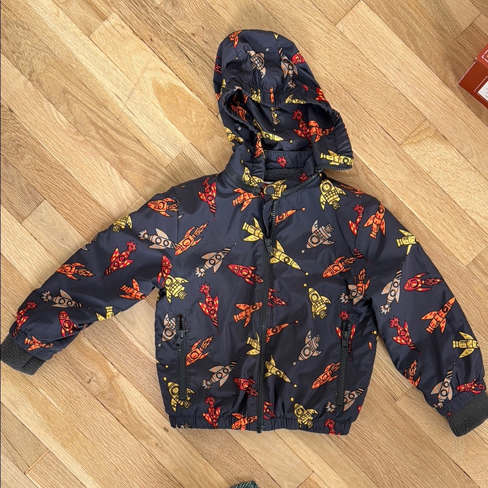 Stella McCartney Kids Rocket Print Hooded Jacket, size 4 years